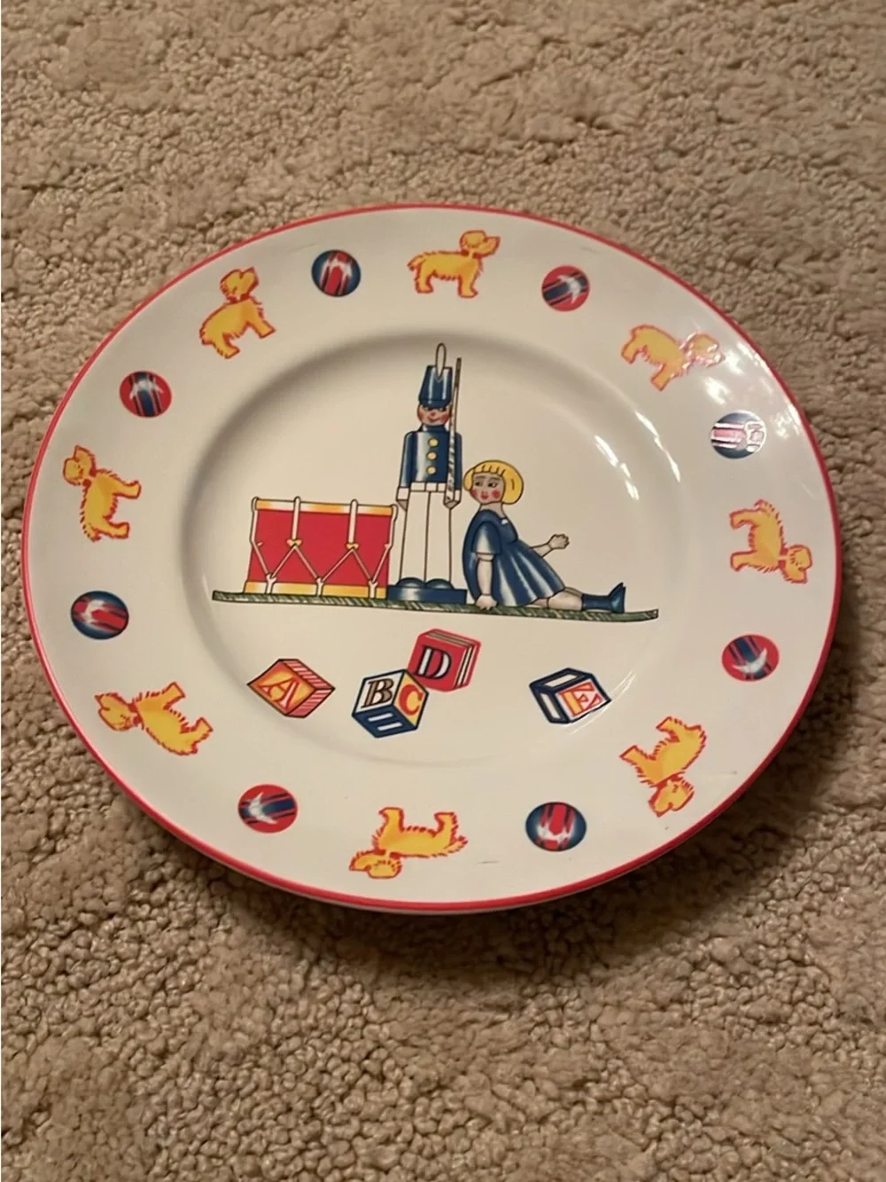 ❤️Tiffany & Co Vintage Children's Red Toy-Print Melamine Dinnerware Set❤️
